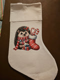 Candy Cane Hedgehog Christmas Stocking